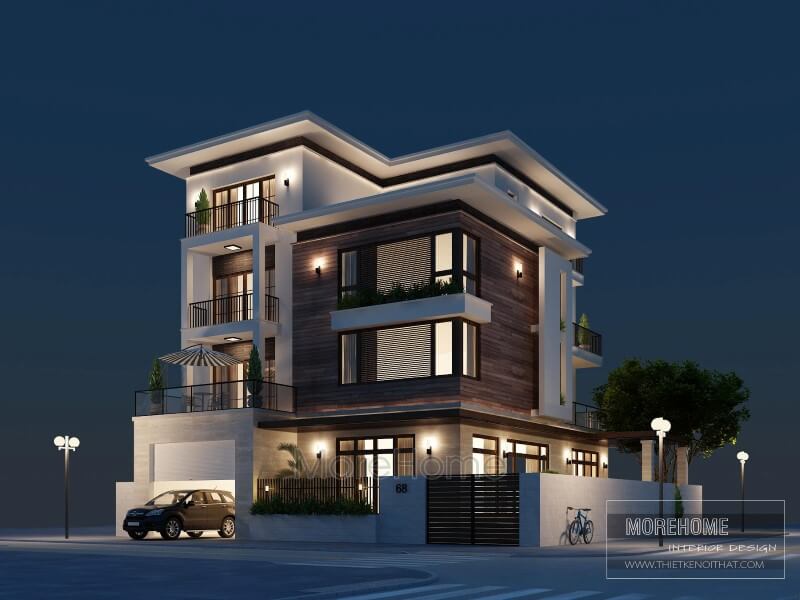 Thiết kế biệt thự Nam Định kiến trúc 4 tầng hiện đại thiết kế biệt thự đơn lập